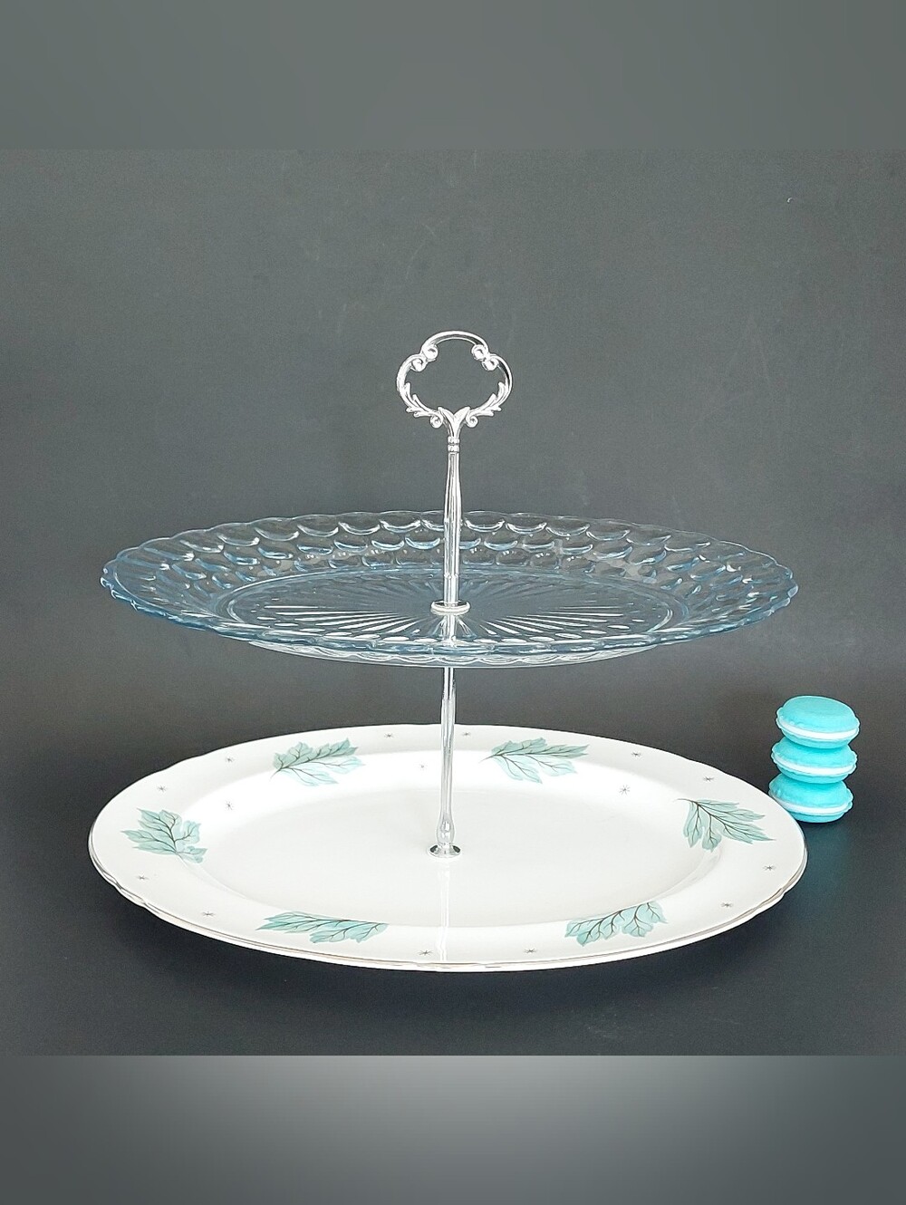 Handmade 2-Tier Vintage Mismatched Cake Stand / Dessert Tower